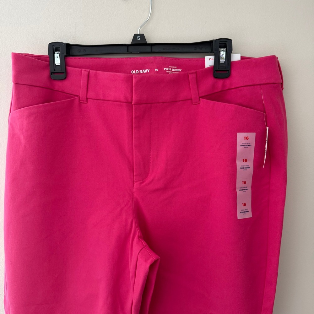 Old Navy High-Rise Pixie Skinny Ankle Pants 16 Hot Pink 737472-14-1 New - Picture 2 of 5